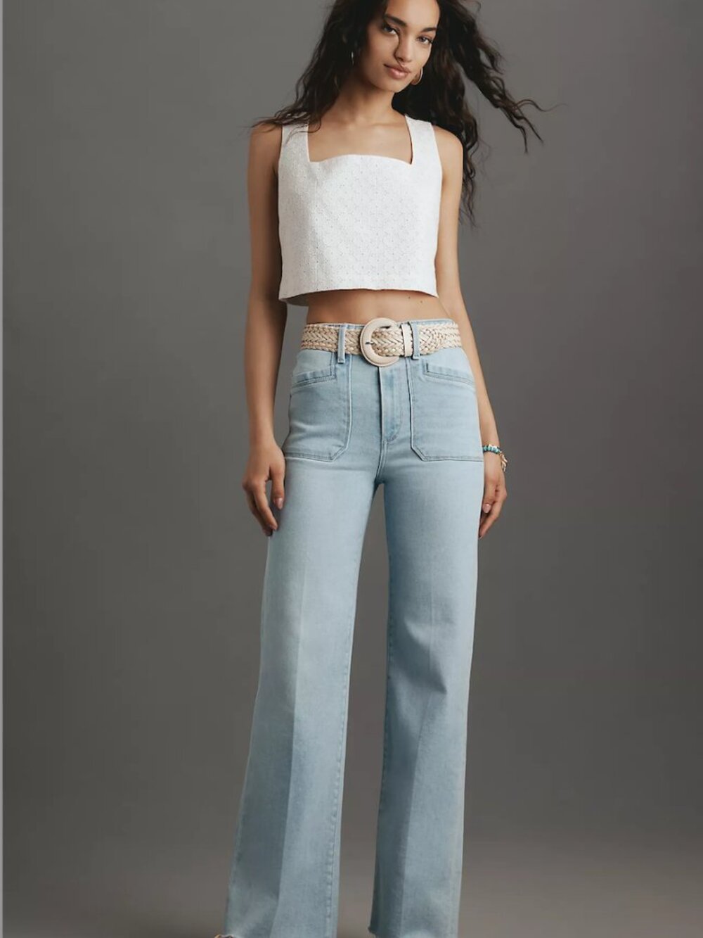 PAIGE Anessa High-Rise Wide Leg Women’s Jeans in Suki Distressed - Size 32P